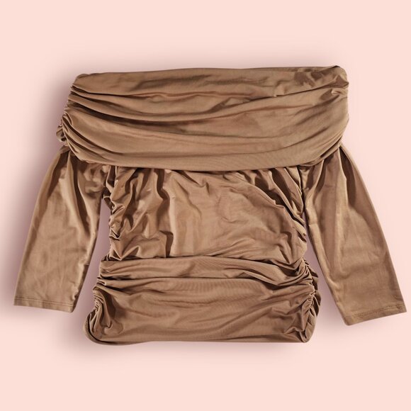 VTG y2k cha cha vente coquette goddess romantic off the shoulder Bardot top sz M - Picture 1 of 7